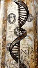 Wall Mural - Abstract DNA helix visualization on light background - biotech, bio-technology, biology, therapy, genetic
