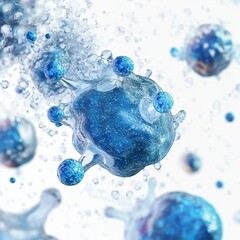 Canvas Print - photo of stem cells, cellular molecules, NAD, white and blue tones, with white background 