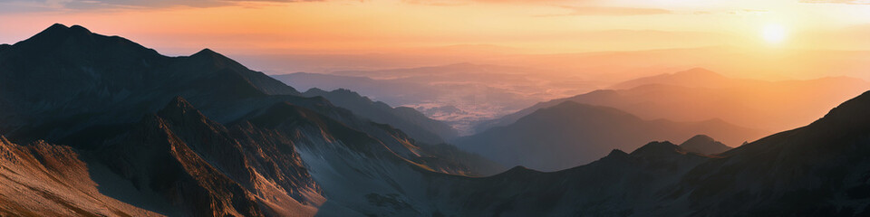 Wall Mural - a mountain range with a beautiful sunset in the background