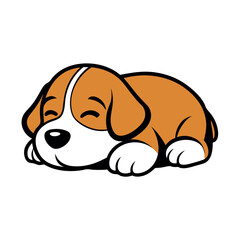 Sticker - a Cute puppy Sleeping vector illustration, solid color illustration