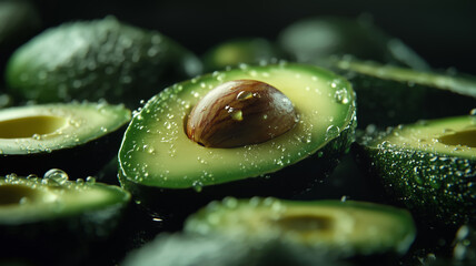 Wall Mural - Fresh ripe avocados stacked together