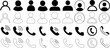 © Arafat - contact Icon set, avatar and phone symbols outline and silhouette vector,designs for user interfaces, communication, contact buttons, and social media profiles