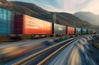 © Alina - Freight train in motion with containers