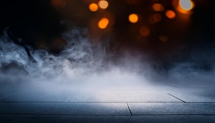 Sticker - smoke on cement floor with defocused fog in halloween abstract background