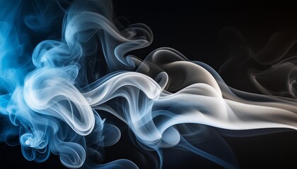 Wall Mural - smoke white and blue on dark background