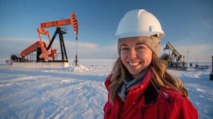 The woman in engineering helmet