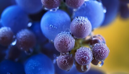 Wall Mural - beautiful armenian grape flower macro photography abstract fractal background with blue balls