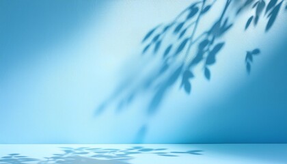 Wall Mural - elegant and delicate abstract light blue backdrop for product display featuring delicate and delicate shadows cast by tree limbs on the wall