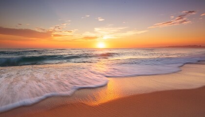 Sticker - serene sunset over tranquil beach waves