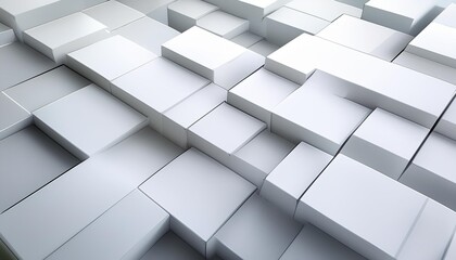 Wall Mural - white and grey abstract rectangles perspective background wallpaper banner generative ai