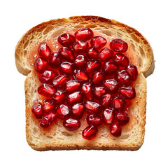 Wall Mural - Top view of a square bread slice smeared with pomegranate molasses isolated on a white transparent background