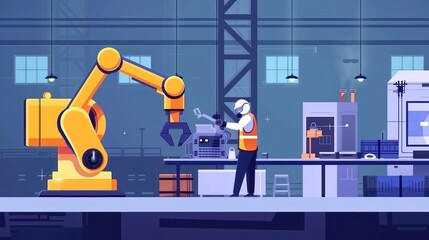 Wall Mural - Robotics Automation in Factory Setting