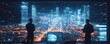 © taweesak - Engineers testing a smart city model, holographic map interface, sleek office, highresolution, digital painting