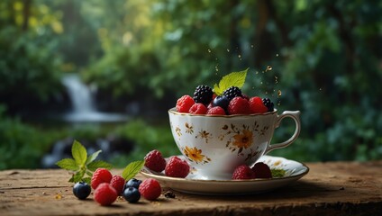 Wall Mural - berries in a cup