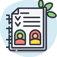 one on one meeting note icon illustration with simple graphics and neutral colors