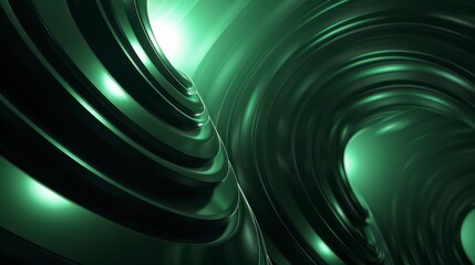 Wall Mural - abstract dark green background with tridimensional elliptical shapes