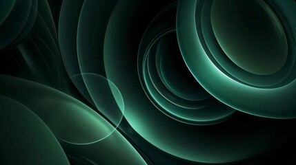 Wall Mural - abstract dark green background with tridimensional elliptical shapes
