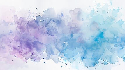 Wall Mural - watercolor stain wallpaper in light blue and purple on a white background