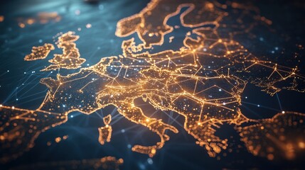 Wall Mural - europe connected: a digital network map
