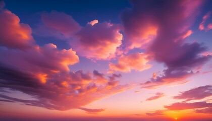 Wall Mural - a colorful sunset sky background with gradients of orange pink and purple the textured clouds and soft lighting create a serene and picturesque scene