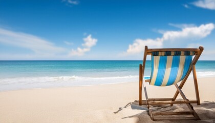 Wall Mural - beach chair on beach with blue sky