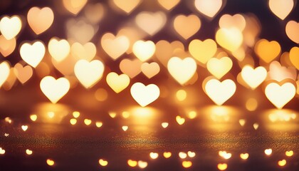 Wall Mural - galand of heart shaped lights with bokeh background saint valentine background