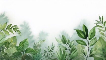 Wall Mural - artistic forest watercolor greenery can be used as wallpaper and other background botanical art mural