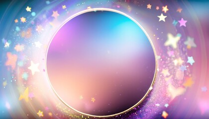 Wall Mural - holo gradient blurred circle with glitter stars