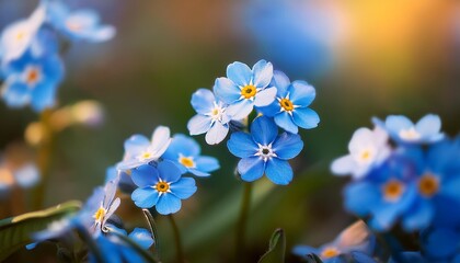 Wall Mural - forgetmenot flowers are small and blue symbolizing remembrance and true love