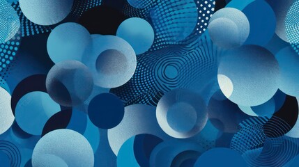 Wall Mural - abstract pattern surface illustration with intertwined circles in blue shades