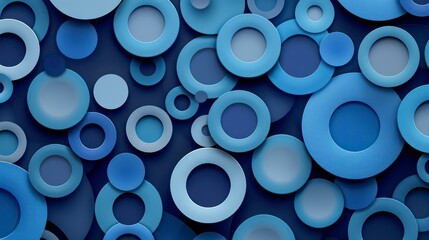 Wall Mural - abstract pattern surface illustration with intertwined circles in blue shades