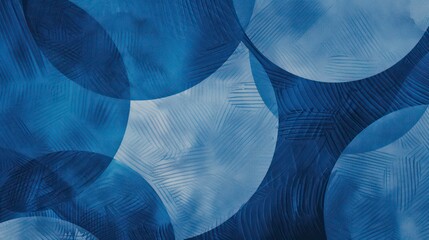 Wall Mural - abstract pattern surface illustration with intertwined circles in blue shades