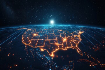 Wall Mural - united states glowing with connectivity