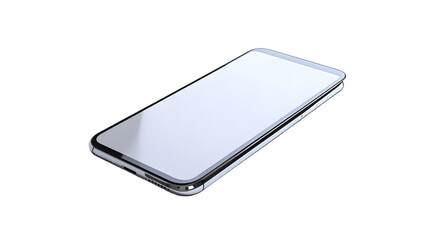 Smartphone with a blank screen isolated on a white background with full depth of field, sleek design