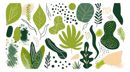 Wall Mural - green flow illustration wallpaper background with soft organic lines and a minimalist aesthetics