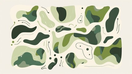 Wall Mural - green flow illustration wallpaper background with soft organic lines and a minimalist aesthetics