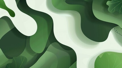 Wall Mural - green flow illustration wallpaper background with soft organic lines and a minimalist aesthetics