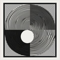 Wall Mural - minimal abstract geometric pattern background in black and white monochromatic artistic concept