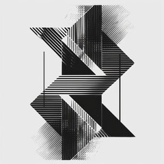 Wall Mural - minimal abstract geometric pattern background in black and white monochromatic artistic concept