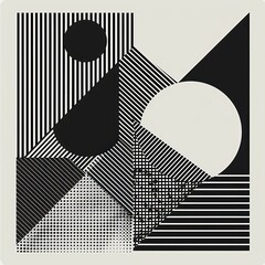 Wall Mural - minimal abstract geometric pattern background in black and white monochromatic artistic concept