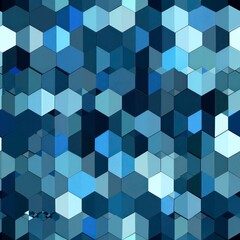 Poster - blue hexagonal tile pattern background in light and dark tones