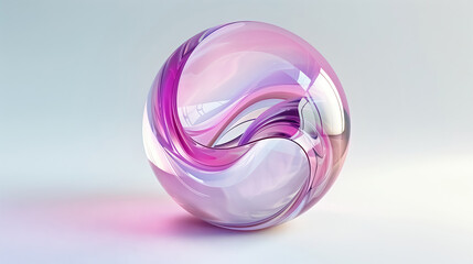 Aufkleber - 3d glass marble ball with coloredl pattern inside, shiny crystal sphere