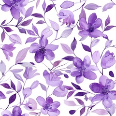 Poster - floral purple watercolor seamless background with modern aesthetics