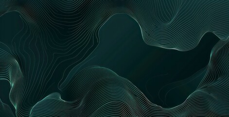 Wall Mural - dark green flow illustration wallpaper background with soft organic lines and a minimalist aesthetics