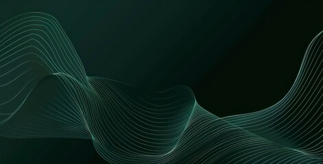 Wall Mural - dark green flow illustration wallpaper background with soft organic lines and a minimalist aesthetic