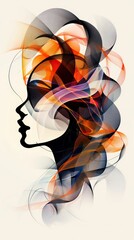 Wall Mural - female profile portrait artistic poster illustration blending beautifully with abstract elements