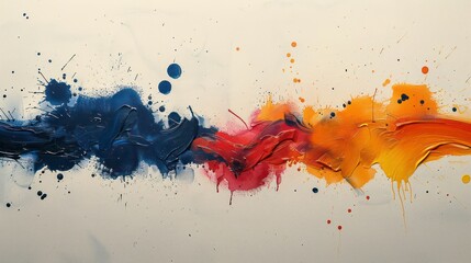 Wall Mural - splattered paint artistic illustration wallpaper with vibrant colors and bold strokes on a light bac