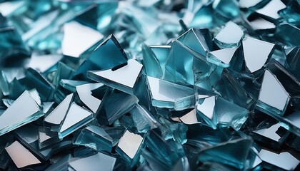 Wall Mural - abstract closeup of broken glass pieces piled together textured background for design posters or prints