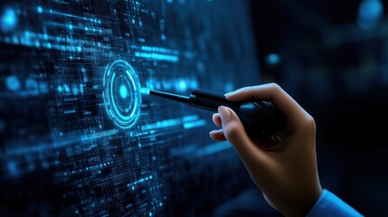 Hand Using a Stylus to Interact with a Digital Interface