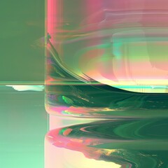 Wall Mural - minimalist generative artistic background with high-end holographic glitch gradient green tones